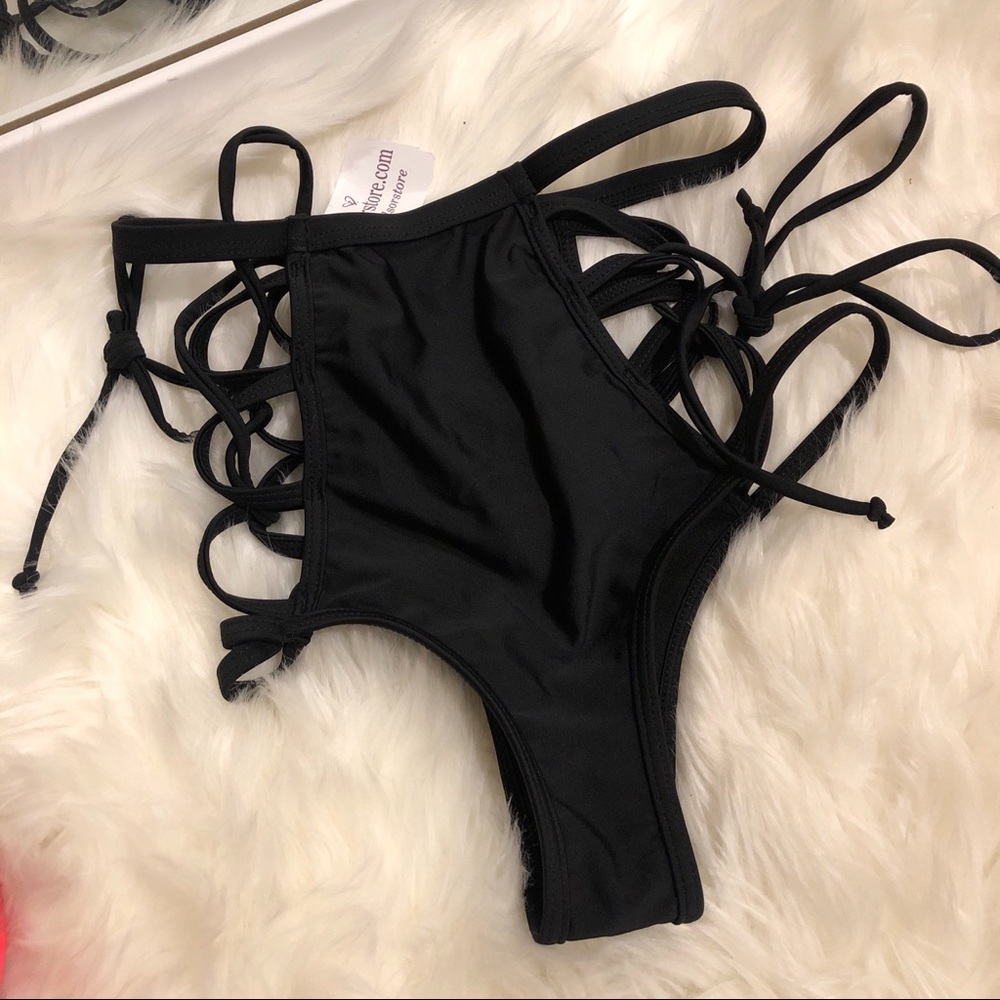 Black Strappy Bikini Bottoms
